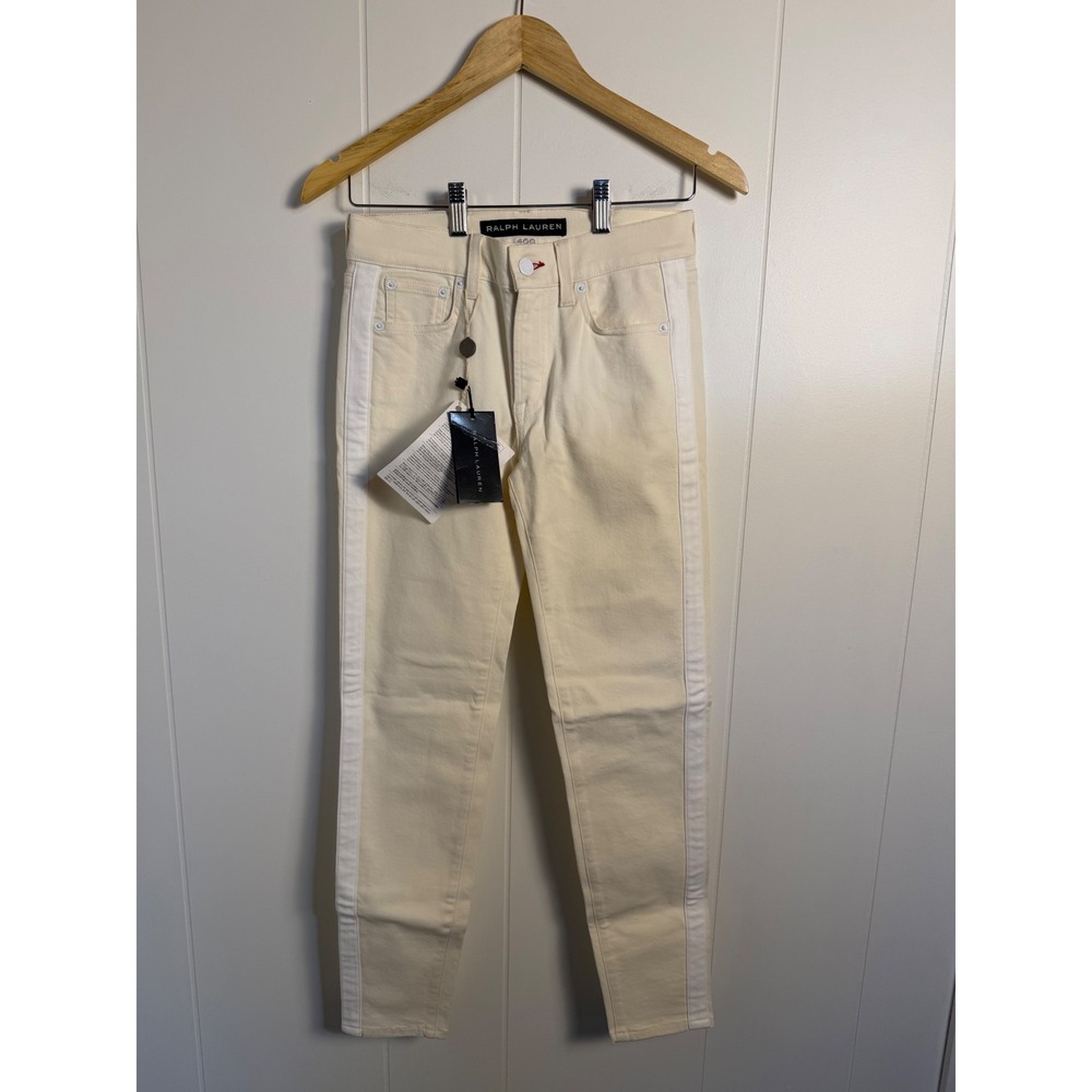 Ralph Lauren Collection 400 Matchstick Jeans 27 Eggshell Side Stripe